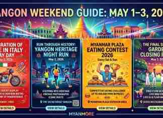 Italian vibe၊ Heritage glow နဲ့ Inya ကမ်းနား farewell — ဒီ weekend Yangon မှာ မပျက်မကွက်သွားကြည့်