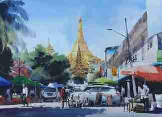 ရေဆေးနဲ့ လှည့်လည်မယ့် မြန်မာခရီး—Yangon မှာ ဖွင့်ထားတဲ့ Art Exhibition အသစ်